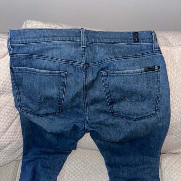 Mens' 7 (Seven) For Mankind Light Denim Slimmy Jeans - Tattered - 33/30 - Picture 8 of 13